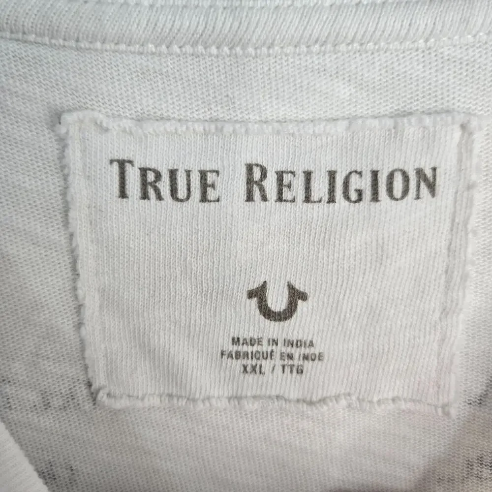 Vintage True Religion White Buddha Immortal World Tour Ripped Men's T-shirt 2XL